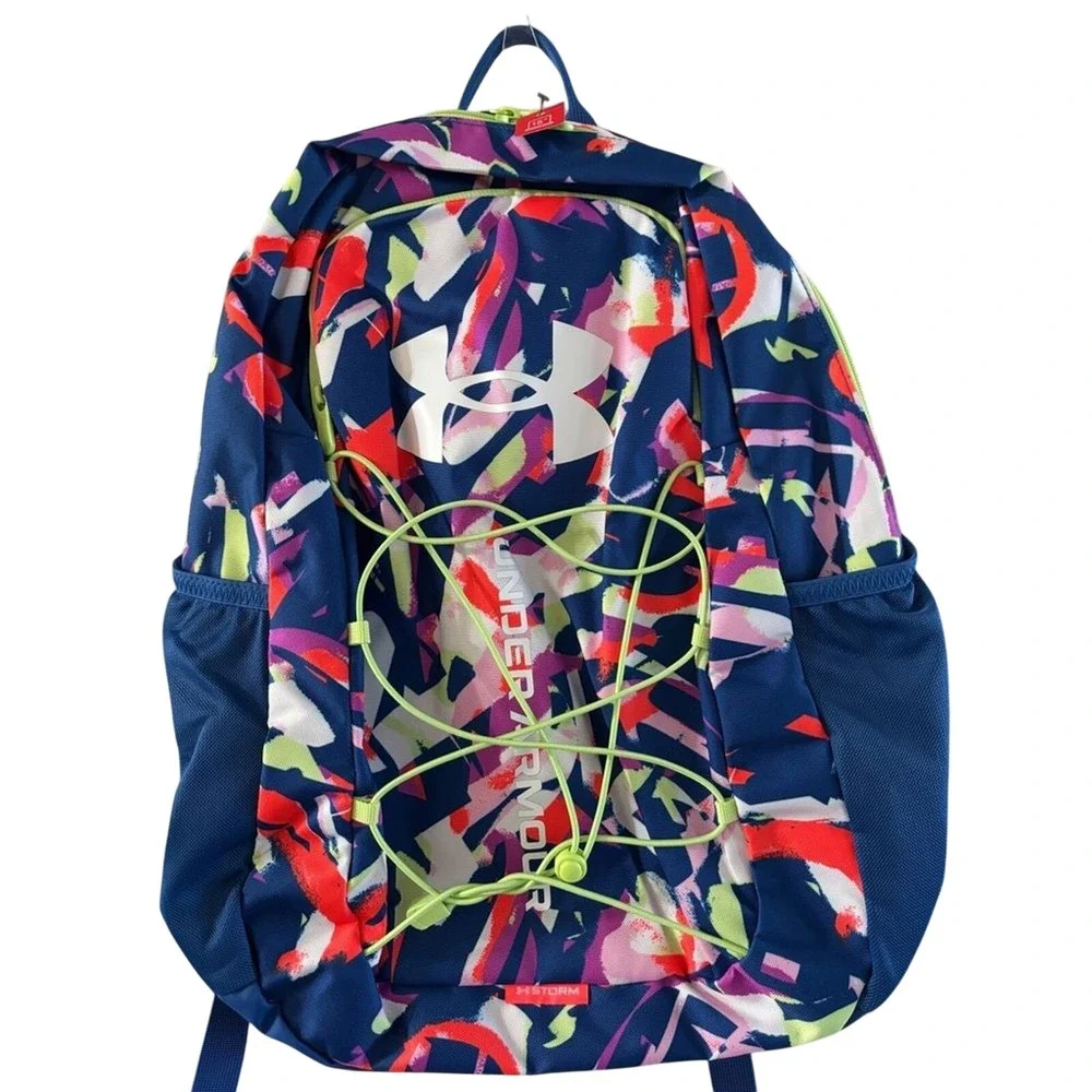 Under Armour Hustle Sport Backpack in Tech Blue Multicolor School GIFT NWT